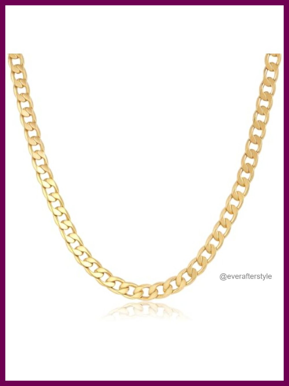 6mm Cuban Curb Chain Necklace 24 Inch PVD Gold Plated Brass